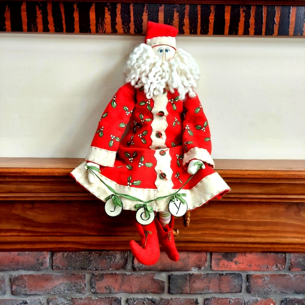 Festive Red Felt Sitting Santa Claus
